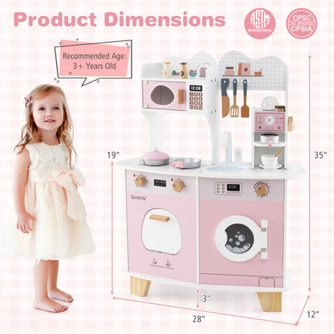 Kids Pretend Play Wooden Kitchen and Coffee Maker Playset
