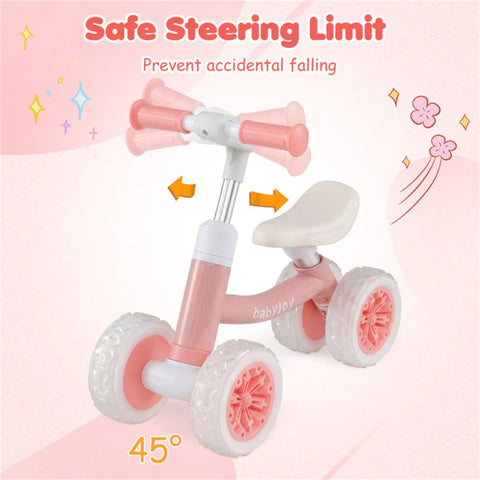 4-Wheel Kids Balance Bike with Light-Up Wheels