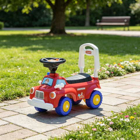 Toddler Fire Truck Ride-On Sliding Car Toy with Music and Horn