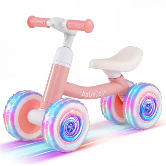 4-Wheel Kids Balance Bike with Light-Up Wheels