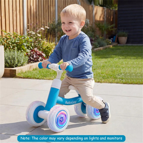 4-Wheel Kids Balance Bike with Light-Up Wheels
