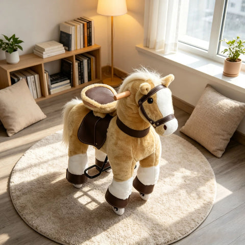 Plush Walking Horse Ride-On Toy for Kids Ages 3-8
