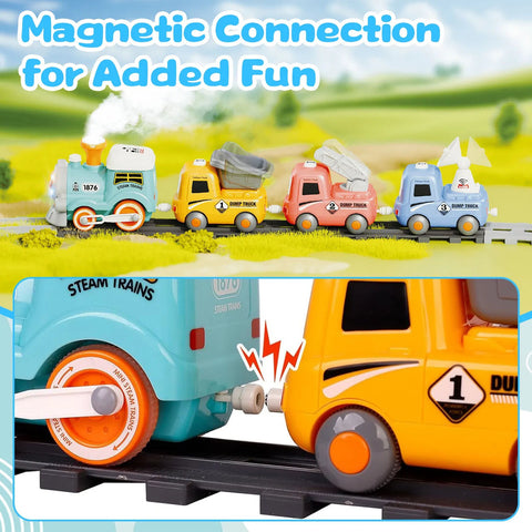 Kids Remote Control Electric Train Set with Lights and Smoke