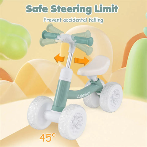 4-Wheel Toddler Balance Bike with Light-Up Wheels