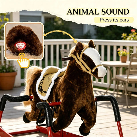 Kids Interactive Spring Rocking Horse with Realistic Sounds