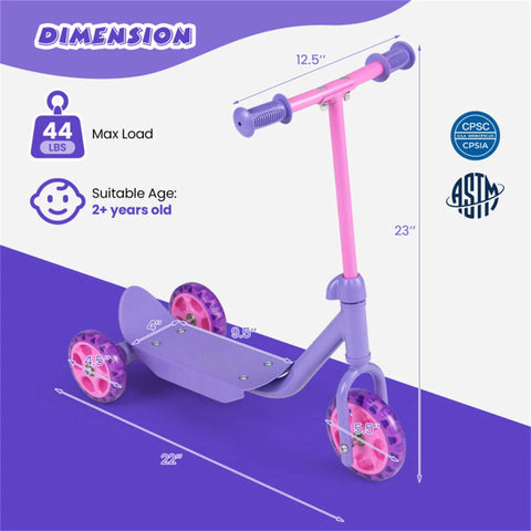 3-Wheel Toddler Kick Scooter with LED Light-Up Wheels