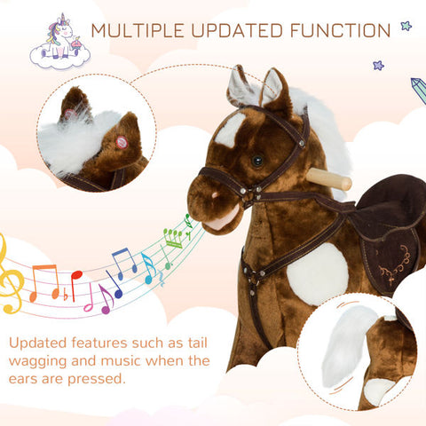 Plush Rocking Horse Toy with Sound and Motion