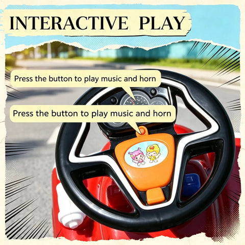 Toddler Fire Truck Ride-On Sliding Car Toy with Music and Horn