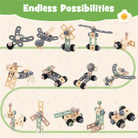 2-in-1 Wooden Kids Tool Bench & Rolling Cart Toy for Toddlers