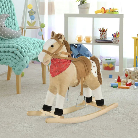 Classic Plush Rocking Horse with Realistic Sounds