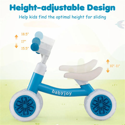 4-Wheel Kids Balance Bike with Light-Up Wheels