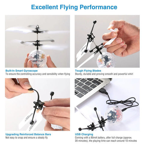 Infrared Induction RC Flying Ball Drone Toy with LED Lights