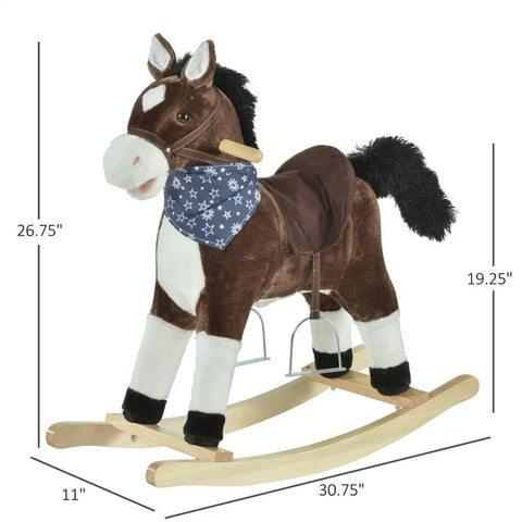 Classic Plush Rocking Horse Toy with Realistic Sound