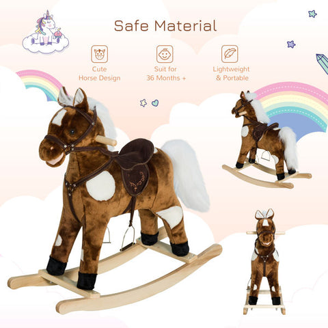 Plush Rocking Horse Toy with Sound and Motion