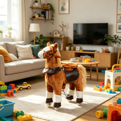 Kids' Ride-On Pony Horse Toy with Wheels and Sounds