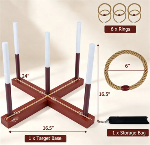 Solid Wood Ring Toss Yard Game Set