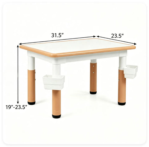 Height Adjustable Kids Desk and 4 Chairs Set with Storage
