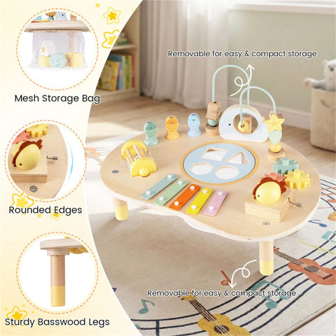 7-in-1 Wooden Baby Activity Table with Music & Shape Sorting