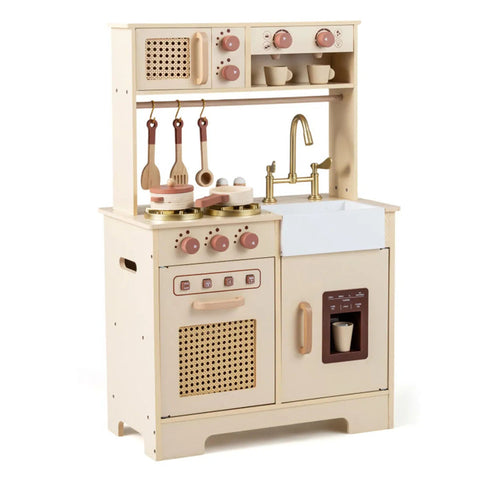 Kids Wooden Play Kitchen With Pretend Ice Maker