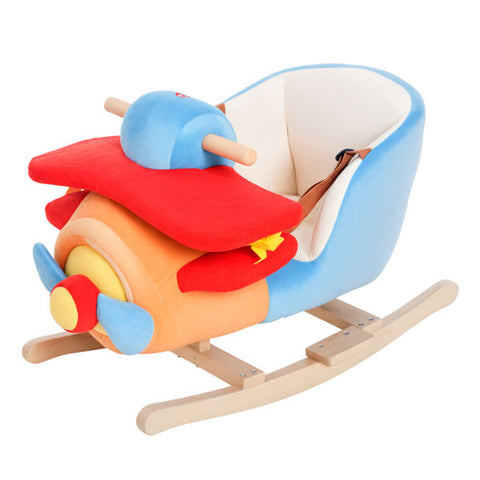 Plush Ride-On Airplane Rocker With Music and Seat Belt