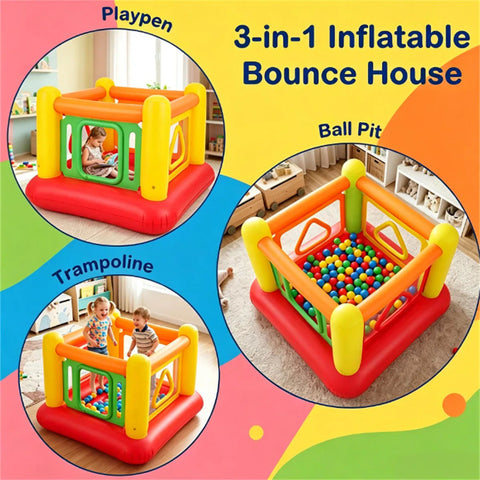 3-in-1 Inflatable Bounce House with Visible Wall