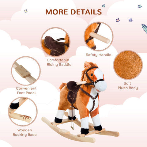 Plush Ride-On Rocking Horse with Realistic Sounds