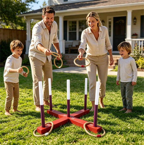Solid Wood Ring Toss Yard Game Set