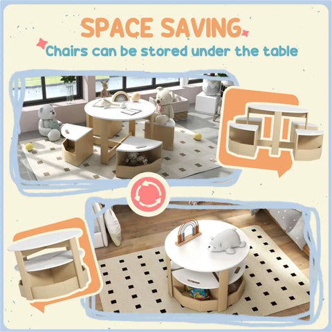5-Piece Kids Table and Chairs Set with Under-Seat Storage