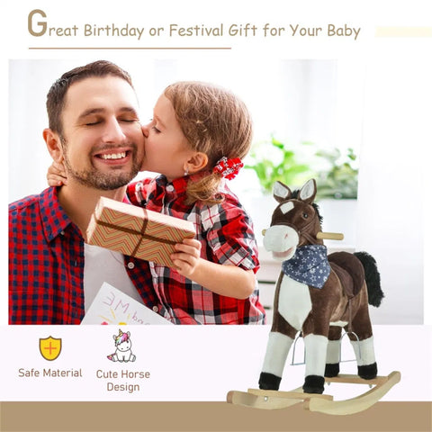 Classic Plush Rocking Horse Toy with Realistic Sound