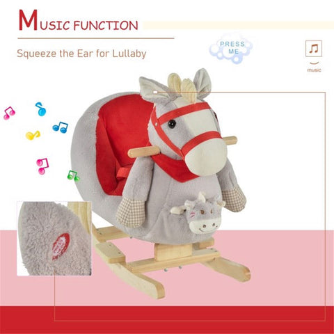 Plush Baby Rocking Horse with Music and Hand Puppet