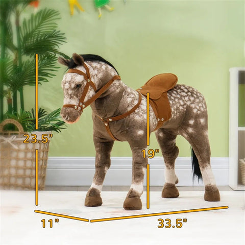Plush Ride-On Rocking Horse Toy with Realistic Sounds