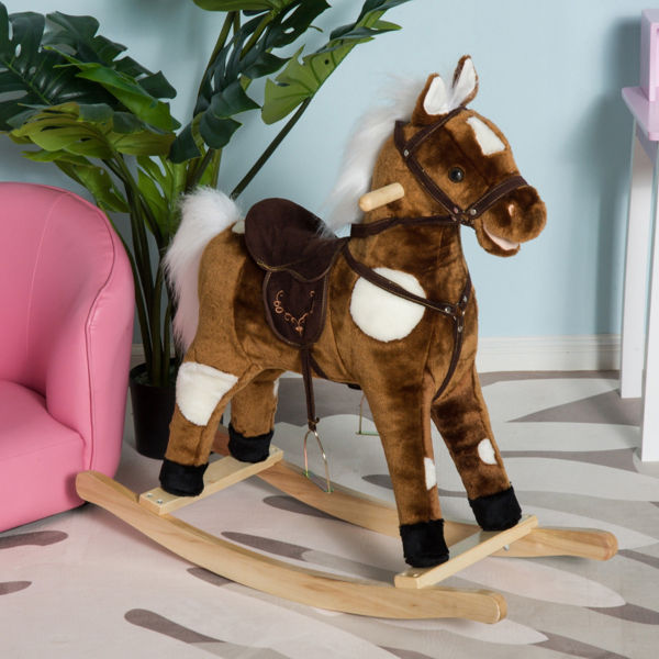 Plush Rocking Horse Toy with Sound and Motion
