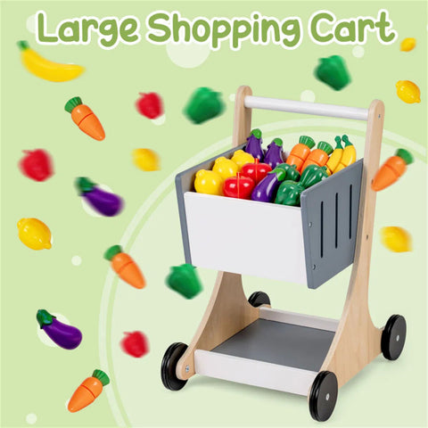Gray Wooden Kids Supermarket Playset with Vending Machine