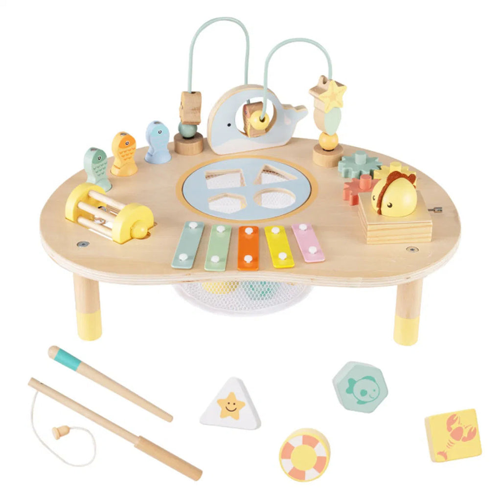 7-in-1 Wooden Baby Activity Table with Music & Shape Sorting