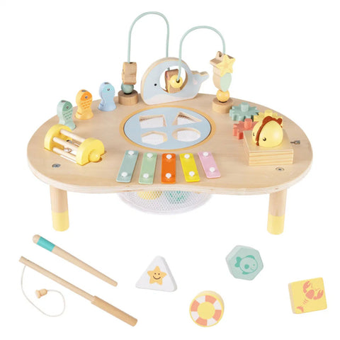 7-in-1 Wooden Baby Activity Table with Music & Shape Sorting