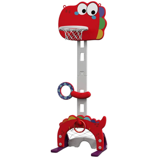 5-in-1 Adjustable Kids Dinosaur Basketball Hoop Set