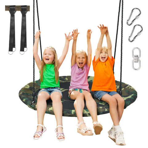 Heavy-Duty Steel Round Tree Swing with Adjustable Height