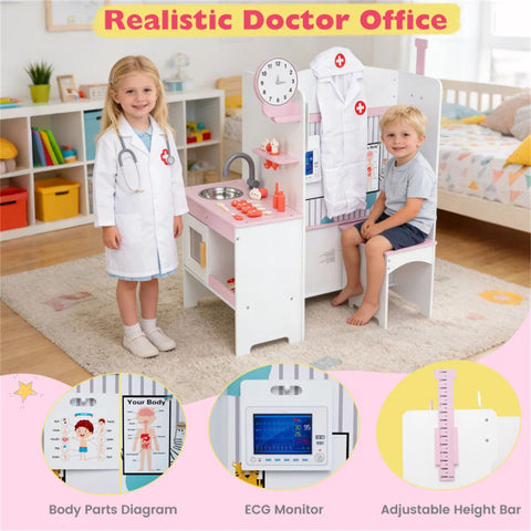 27-Piece Kids Wooden Doctor Medical Station Playset