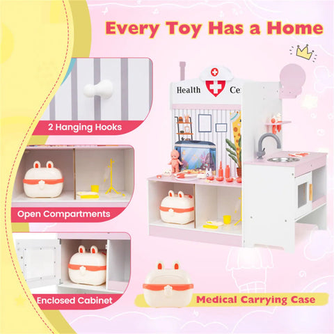 27-Piece Kids Wooden Doctor Medical Station Playset