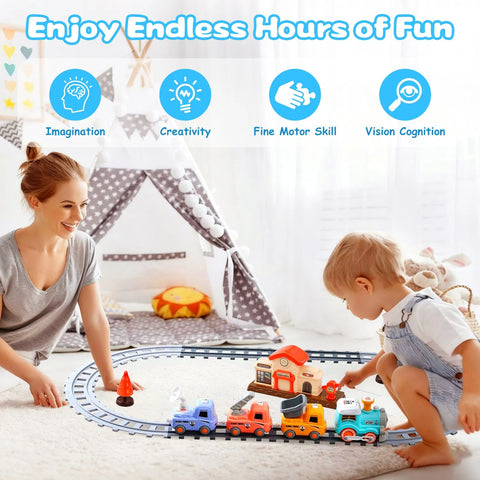 Kids Remote Control Electric Train Set with Lights and Smoke