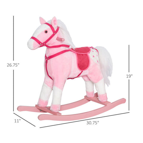 Plush Ride-On Rocking Horse with Realistic Sound Effects