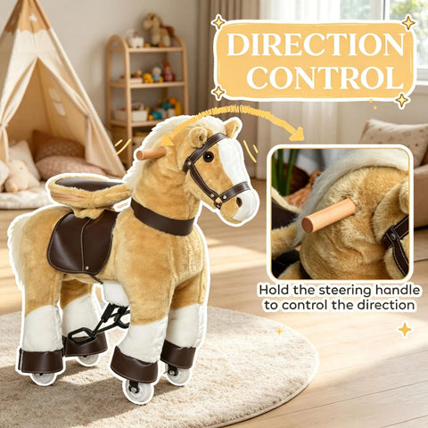 Plush Walking Horse Ride-On Toy for Kids Ages 3-8