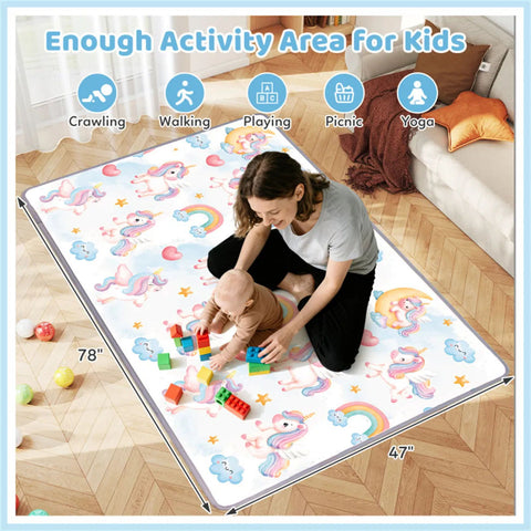 Waterproof Unicorn Print Baby Playpen Foam Mat