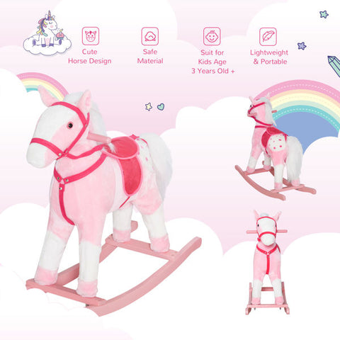 Plush Ride-On Rocking Horse with Realistic Sound Effects