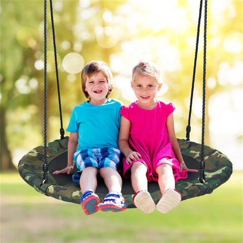Heavy-Duty Steel Round Tree Swing with Adjustable Height