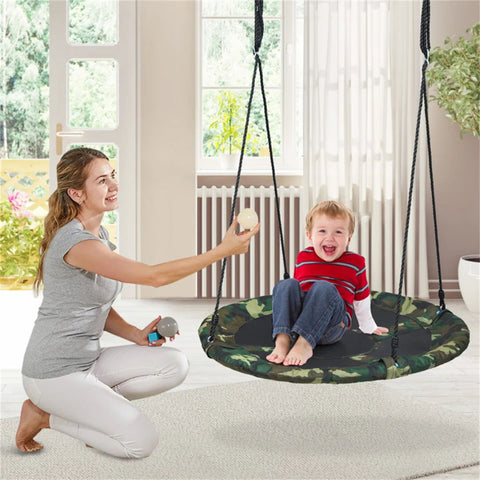 Heavy-Duty Steel Round Tree Swing with Adjustable Height
