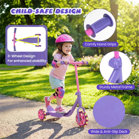 3-Wheel Toddler Kick Scooter with LED Light-Up Wheels