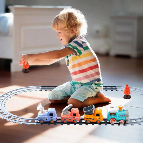 Kids Remote Control Electric Train Set with Lights and Smoke