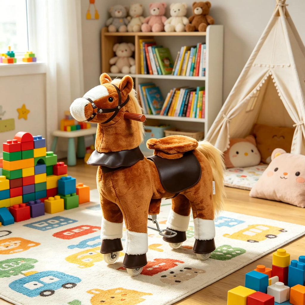 Kids' Ride-On Pony Horse Toy with Wheels and Sounds