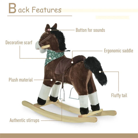 Classic Plush Rocking Horse Toy with Realistic Sound